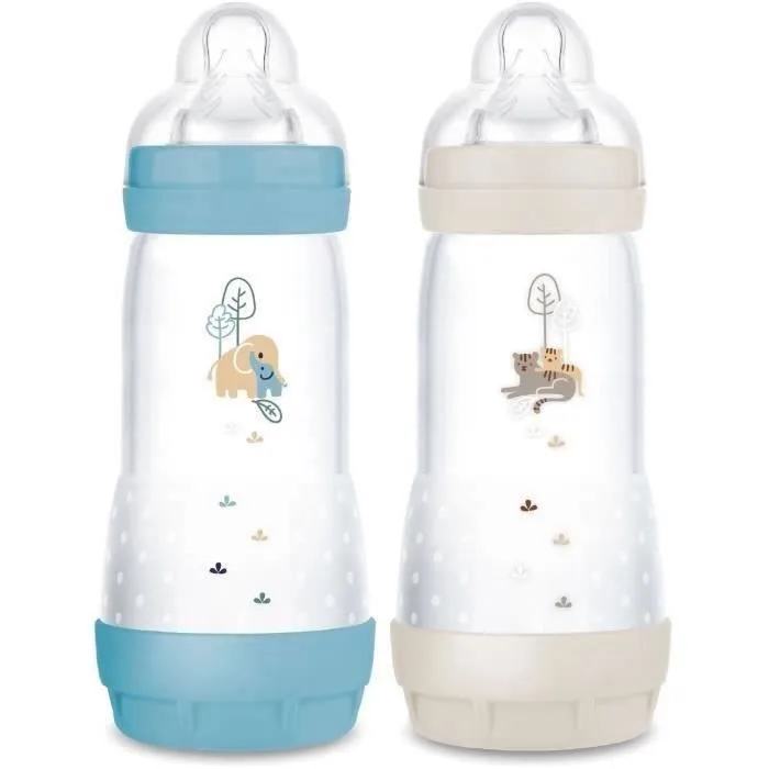 Lot de 2 Biberons - MAM - Easy Start - Anti-colique - 320 ml - Tétine débit 3 - Océan + Sable-0