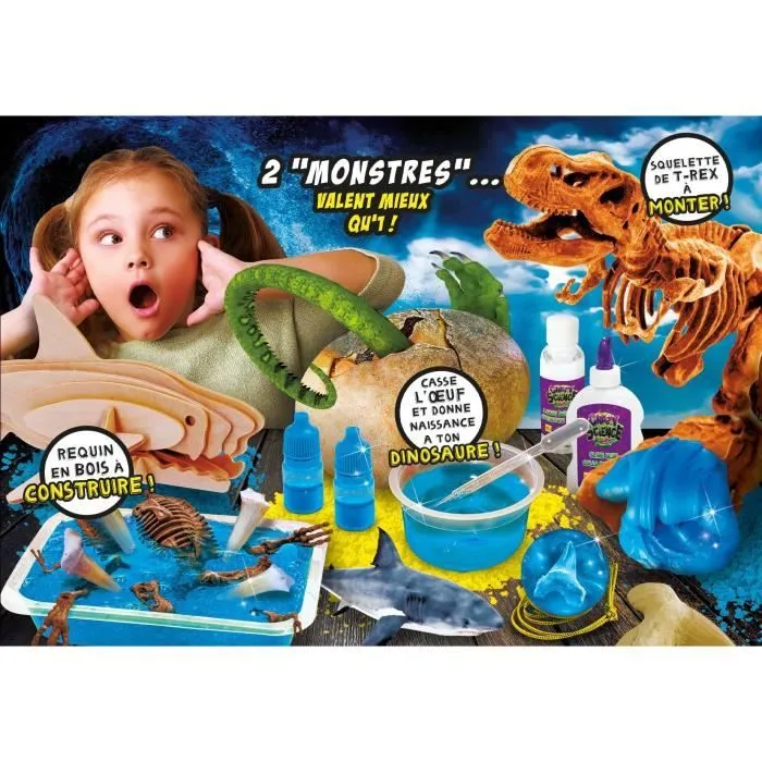 Kit scientifique - LISCIANI - Crazy Science - Requins & dinosaures - Slime et œufs à creuser - Prédateurs fascinants-2