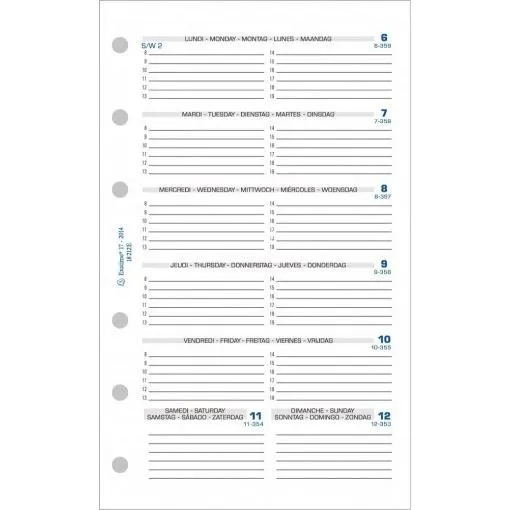 Recharge Semainier - EXACOMPTA - Exatime 17 - 10,5x17,2 cm - 1 semaine par page - Imprim'Vert®-0