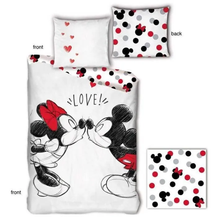 Housse de Couette - Disney - Mickey Minnie - 100% Coton - 140x200 cm - Lavable en machine-1