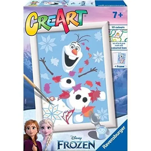 Kit de peinture - RAVENSBURGER - Frozen Cheerful Olaf - À partir de 7 ans - Couleurs à base d'eau - Cadre inclus-0