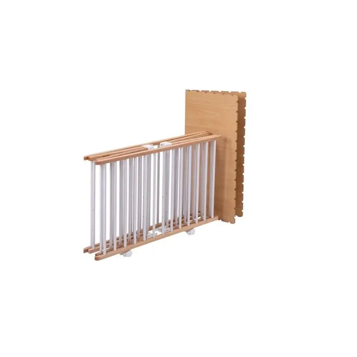 Parc bébé en bois pliant Gaby bicolore blanc - Combelle - 92x88x67 cm-1