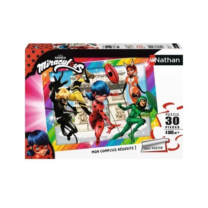 Puzzle MIRACULOUS 30 pièces - Ladybug et ses amis super-héros - Nathan-0