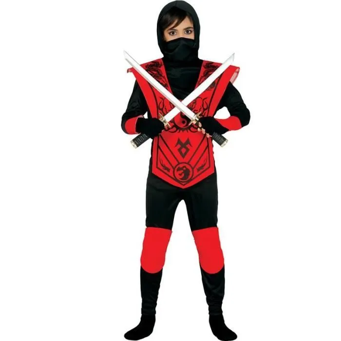 Déguisement Ninja Enfant - ASIE - Rouge - Tissu - Garçon - Carnaval-0