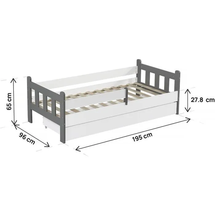 Lit gigogne pour enfant "Adria" - 90 x 190 cm - Blanc-3