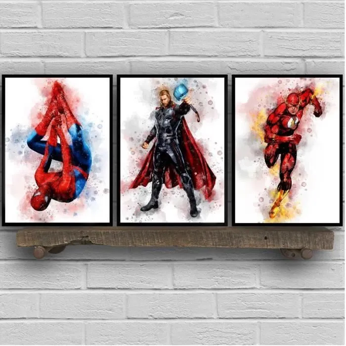 Affiche Décorative - Marvel - Toile 30x42cm - Chambre Bébé - Super Héros - Cadeau Idéal-1
