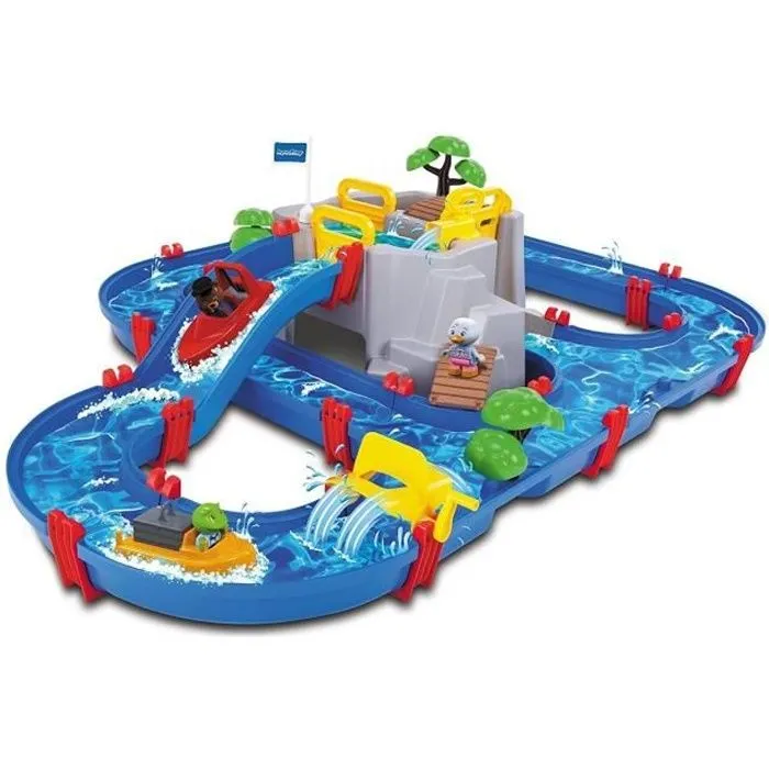 Smoby - Circuit de jeu d'eau AquaPlay - Mountain Lake - 2 bâteaux + 3 figurines animaux - Fabriqué en Allemagne - Dés 3ans-0