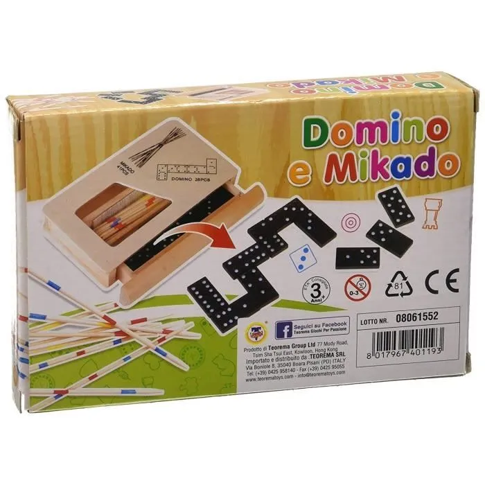Jeux de société - TEOREMA - Shanghai et Dominos - 2 jeux en bois - Pour enfants à partir de 3 ans - Mixte-1