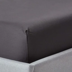 Drap-housse uni 90 x 190 cm 100% coton égyptien 1000 fils coloris gris foncé-0