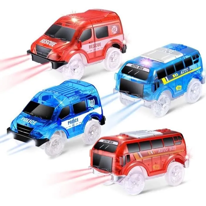 Jouet - Non spécifié - Voitures à chenilles - Pack de 4 - Compatible Magic Tracks - LED intégrées-0