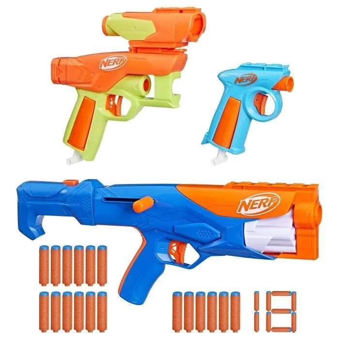 Nerf N Series Gear Up Pack, 3 Blasters, 18 fléchettes Nerf N1 compatibles Uniquement avec Les Blasters Nerf N Series-1