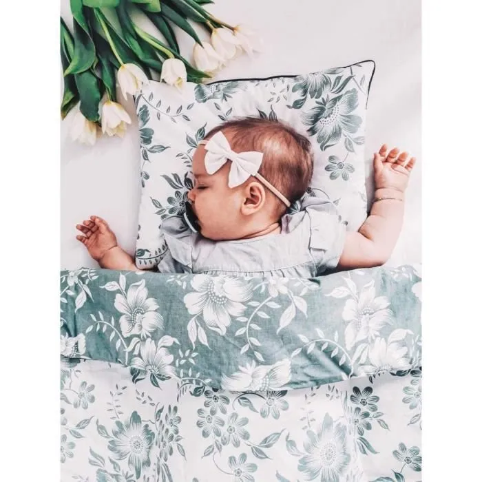 Bellochi Set de Couette Bebe 75x100 cm et Coussin Enfant 30x40 cm - Réversible et Lavable - Coton - Beige Dots-3