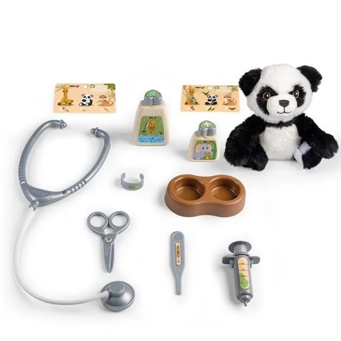 Smoby - Mallette vétérinaire - 1 peluche panda et de nombreux accessoires - Produit 2 en 1 : Cage de transport-1