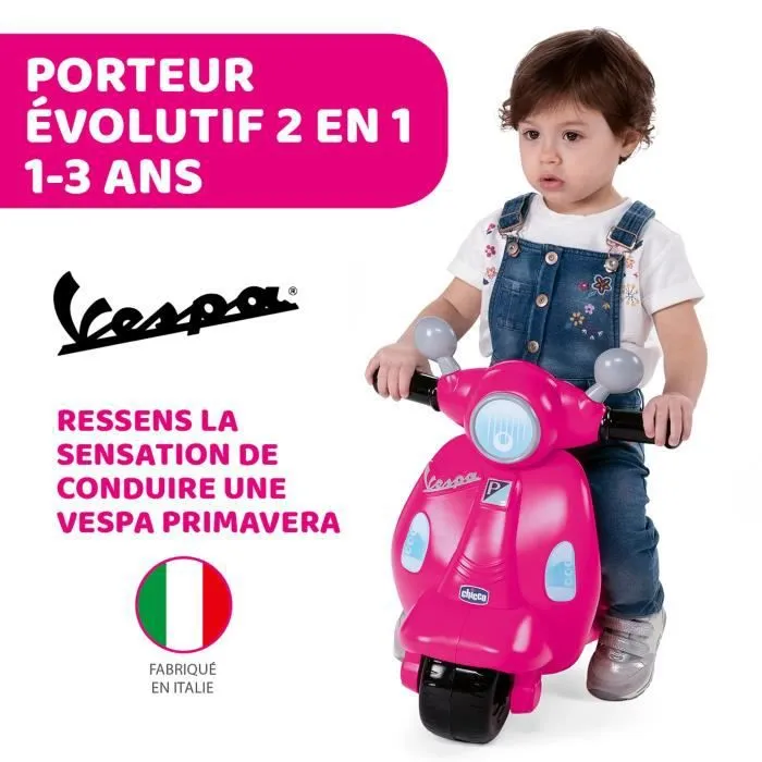 Porteur Scooter Vespa Primavera - Rose - Sons et Lumières - CHICCO-1