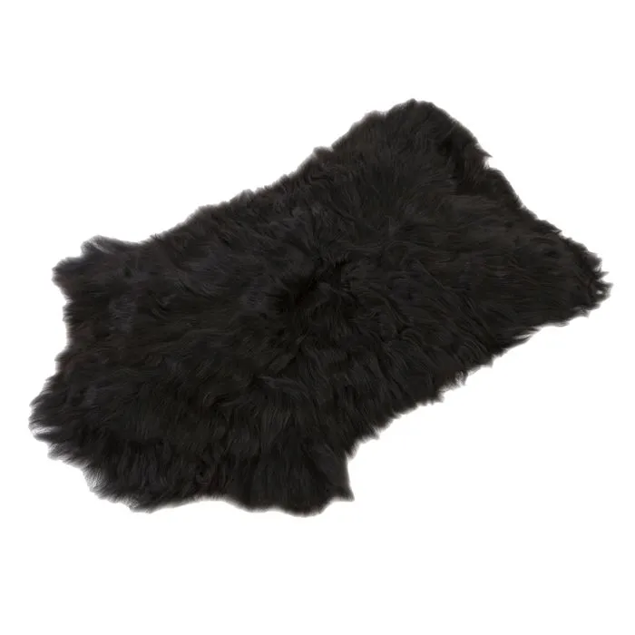 Tapis en Peau de Mouton - AMAZINGGIRL - 110-115 cm - Noir - Tannage Végétal-0