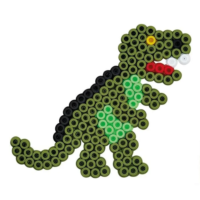 HAMA - Pot vert de 15000 perles à repasser taille MIDI et 3 plaques (Eléphant, Dinosaure et Hexagonale) - Loisirs créatifs-2