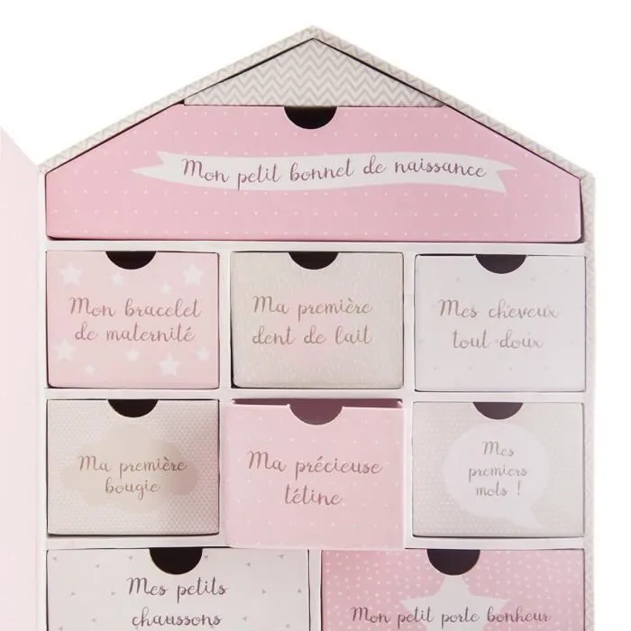 Coffret de naissance avec boite à souvenirs + cadre photo - ROSE Rose-1