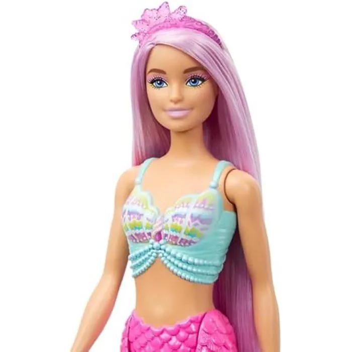 Barbie Sirène Poupées avec Cheveux Roses de 18 cm de Long et Accessoires colorés pour s’Amuser à coiffer, comme Un Serre-tête et-0