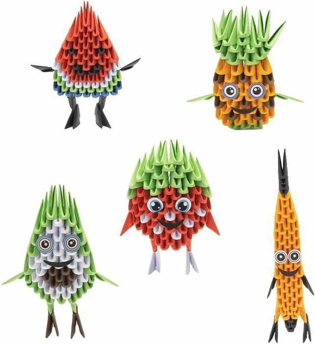 Kit créatif Origami 3D - Milliwood - Fruits - 5 figurines - 363 éléments - Multicolore-2