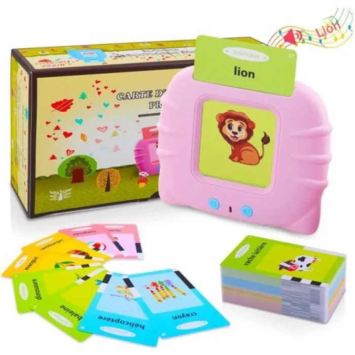Jouets éducatifs - Français Standard - Cartes Flash Parlantes - Protection des yeux - 224 Mots - Rose-0