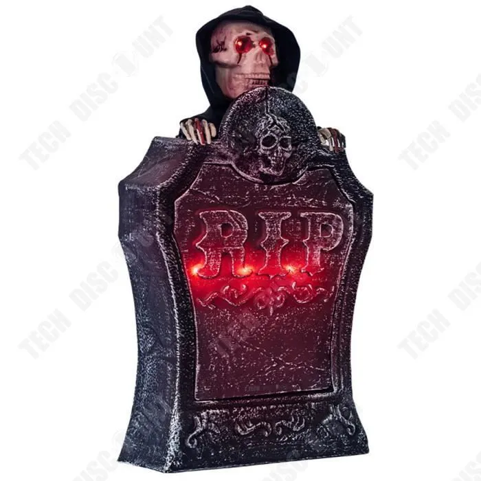 TD® Ornement de pierre tombale à soulever  26*9.5*39cm   Son lumineux Design de levage Décoration de pierres tombales pour Halloween-0