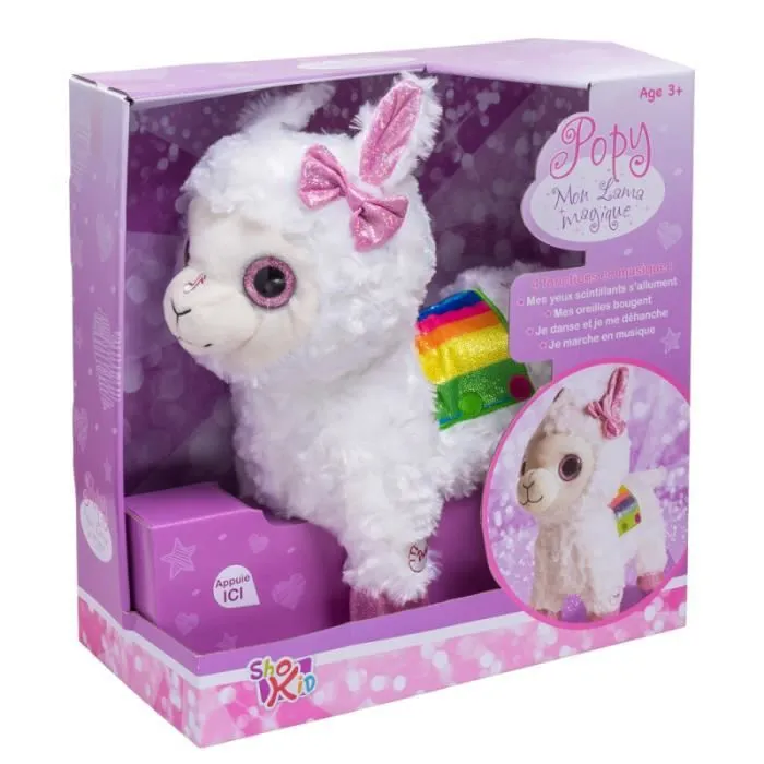 Peluche interactive - Popy le Lama - Blanc - 30cm - Jouet interactif-1