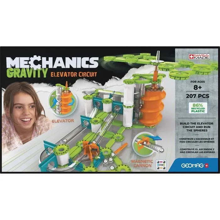765 Geomag Mechanics Gravity Recycled Circuit Elevetor 207 pcs- Jeux de Construction Magnétiques - Jeux de construction - Unisexe-0