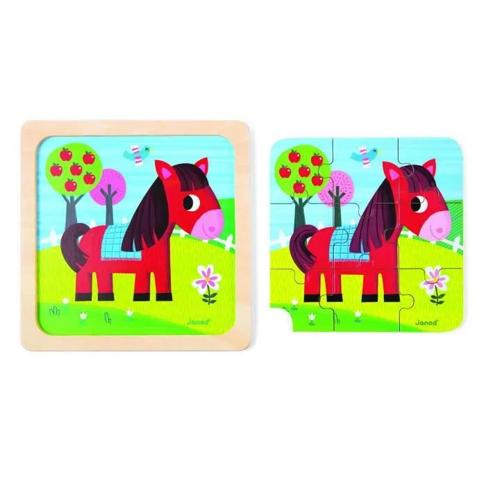 Puzzle en bois Cheval Tornado JANOD - 9 pièces - Mixte - Dès 18 mois-2