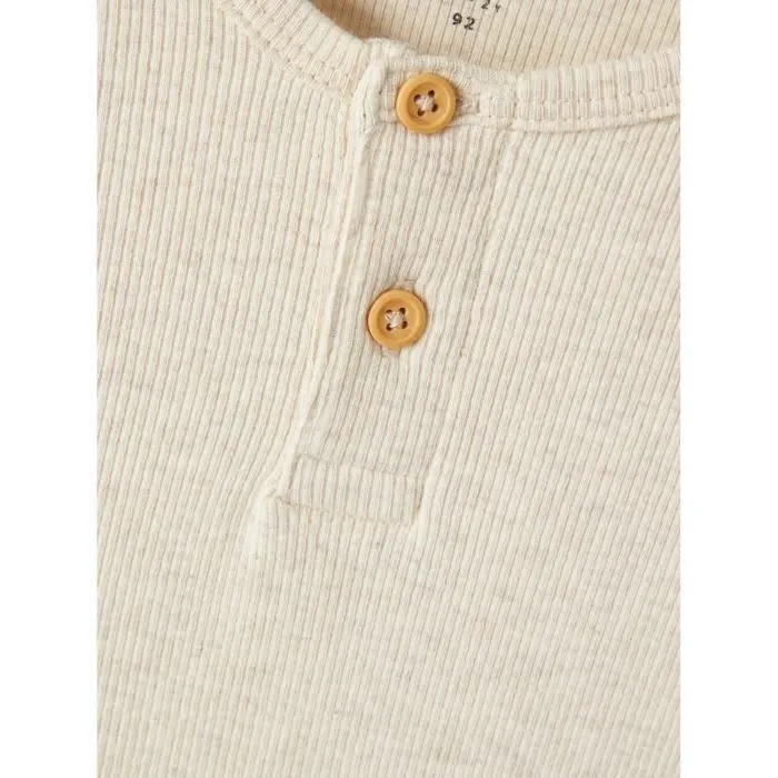Pullover enfant - Name it - Kab - Peyote melange - 57% coton bio - T-shirt grand-père - Col autres-3