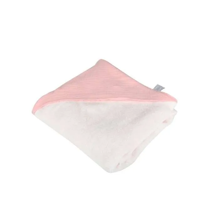 Bébé Douceur - Cape de bain en gaze de coton - Rose-1