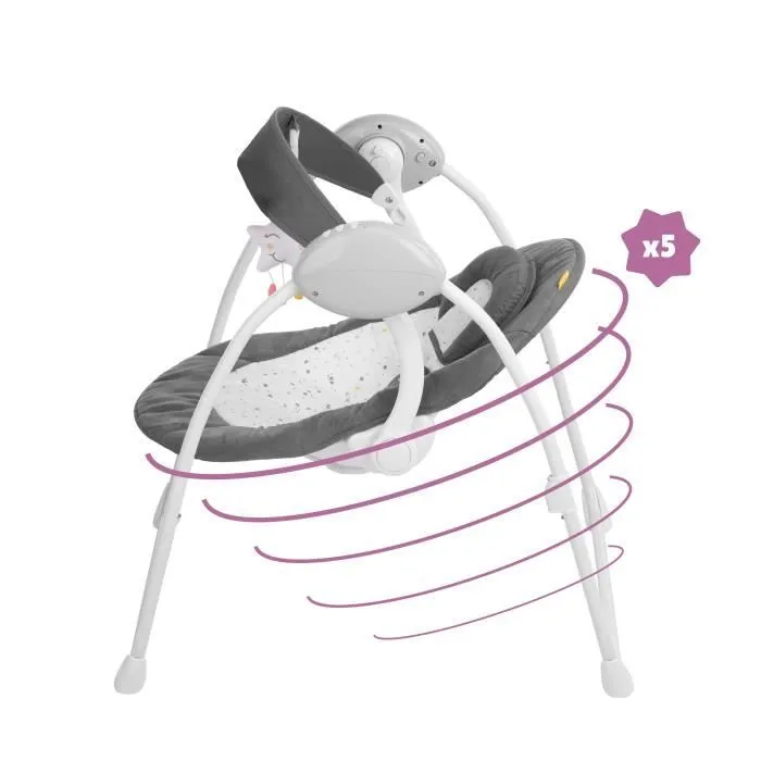 Badabulle Balancelle Electrique Confort - Pliable - Ultra Compact - Arche de jeux amovible, Moonlight-2