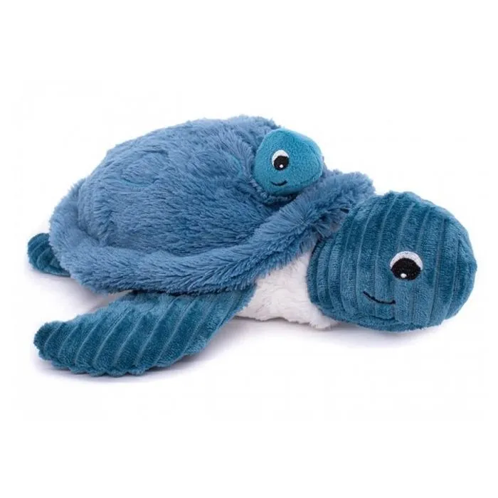 Peluche Ptipotos tortue maman/bébé bleue-0