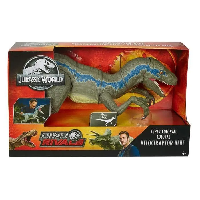 JURASSIC WORLD Figurine dinosaure Super Colossal Vélociraptor Blue 90 cm-4