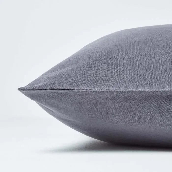 Taie de traversin - Lin lavé - Gris - 50 x 140 cm - Douceur - Facile d'entretien-1