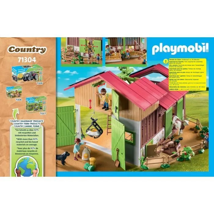 PLAYMOBIL 71304 Ferme avec panneaux solaires, Country La vie à la ferme, 182 pièces, Dès 4 ans-7