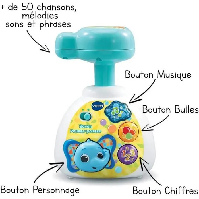 Jeu de Bain - VTECH BABY - P'tit Savon Lumi Pousse-Pousse - Bulles Lumineuses - Musique - Chiffres et Couleurs-3