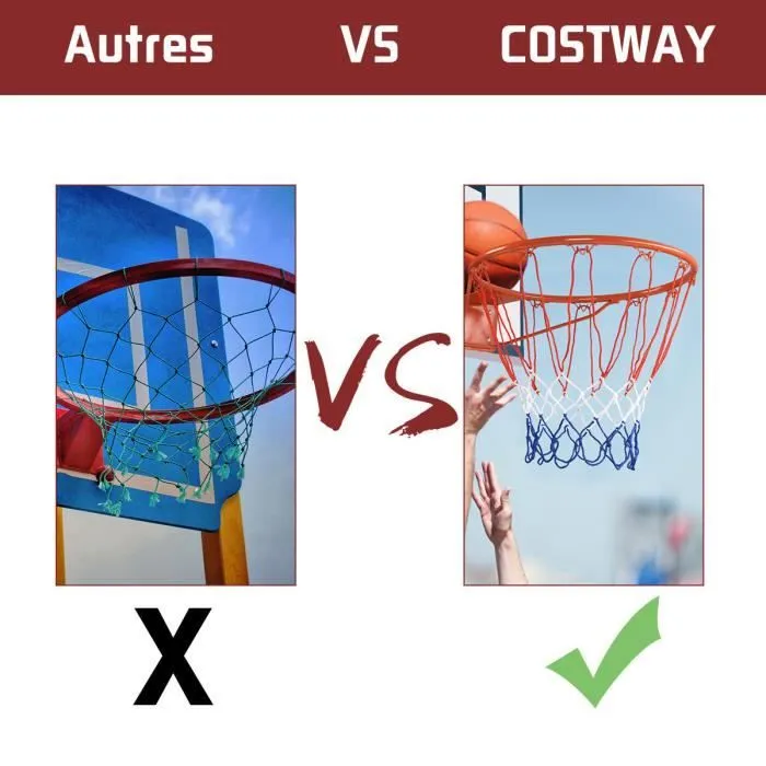 COSTWAY Mini Panier de Basket avec Filet 46CM Anneau de Basketball Mural en Acier Intérieur/Extérieur pour Enfants/ Adultes-3