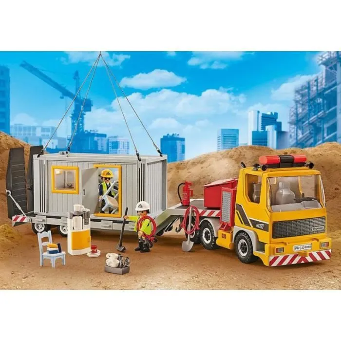 Jeux de construction - PLAYMOBIL - Camion avec Conteneur Aménagé - Blanc - City Action - Plastique-0