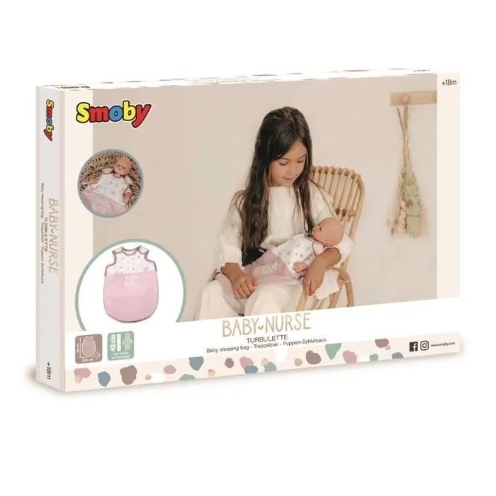SMOBY - Baby Nurse Turbulette pour poupons jusqu'à 42cm - Porte-bébé en tissu réglable-5