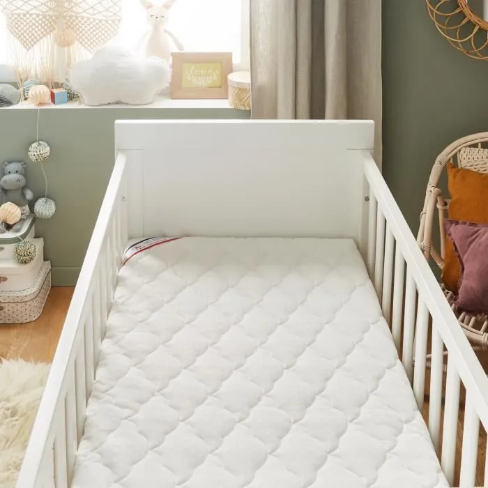 P'tit Lit - Matelas Bébé Climatisé - 60x120 cm - 1 face Été fraîche / 1 face Hiver ouatinée - Anti Acarien - Déhoussable - Oeko-2