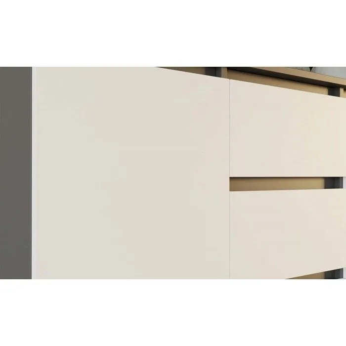 CAZAR - Commode 2 portes + 3 tiroirs - Dimensions : 75x120x40 - Buffet - Anthracite et Blanc-4