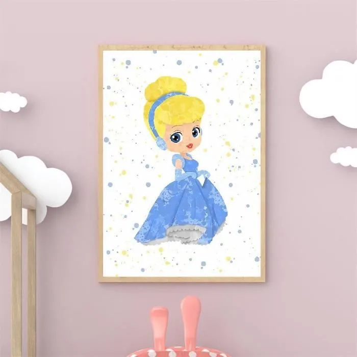 Toile Cendrillon Princesse 30x40cm - Chambre Bébé Garcon Fille - Affiche Décorative Poster Décoration Maison-0