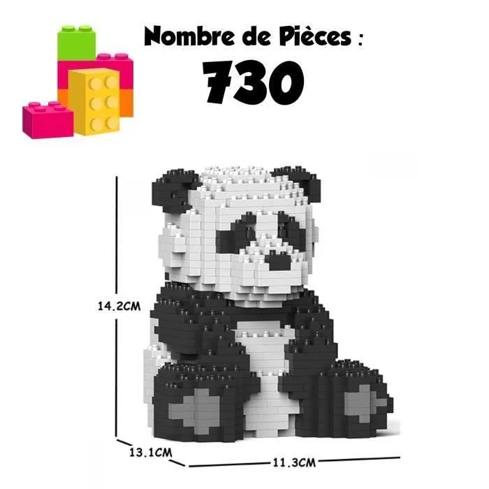 Jeu de construction - JEKCA - Panda assis - 730 pièces - À monter soi-même - Mixte-1