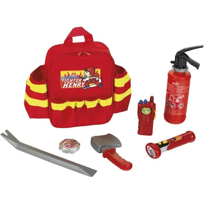 Sac à dos de pompier avec 6 accessoires dont 1 lampe torche avec fonction lumineuse - KLEIN - 8900-1