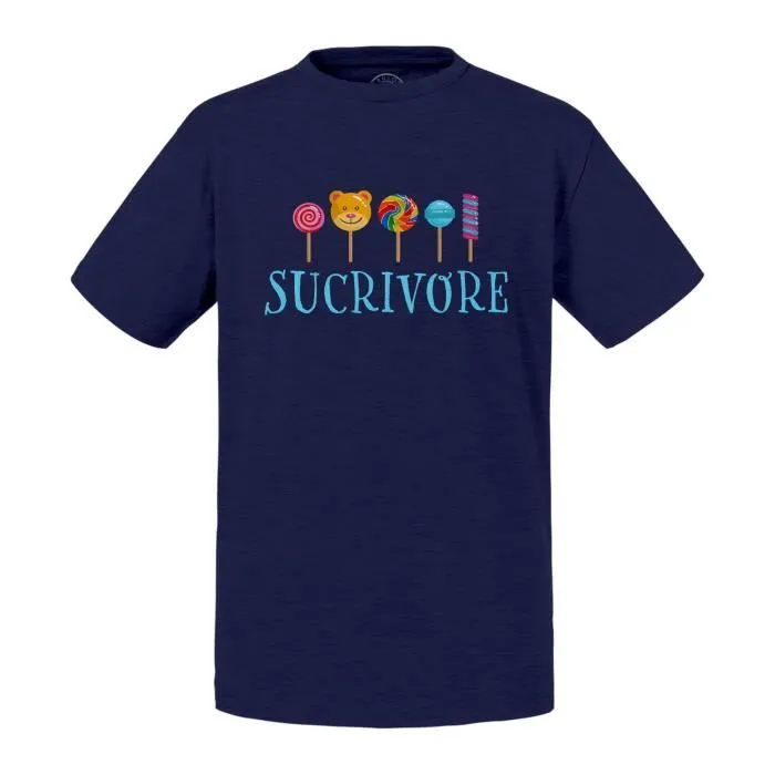 T-shirt Enfant Bleu Sucrivore Bonbon Glaces Dessert Chocolat-0