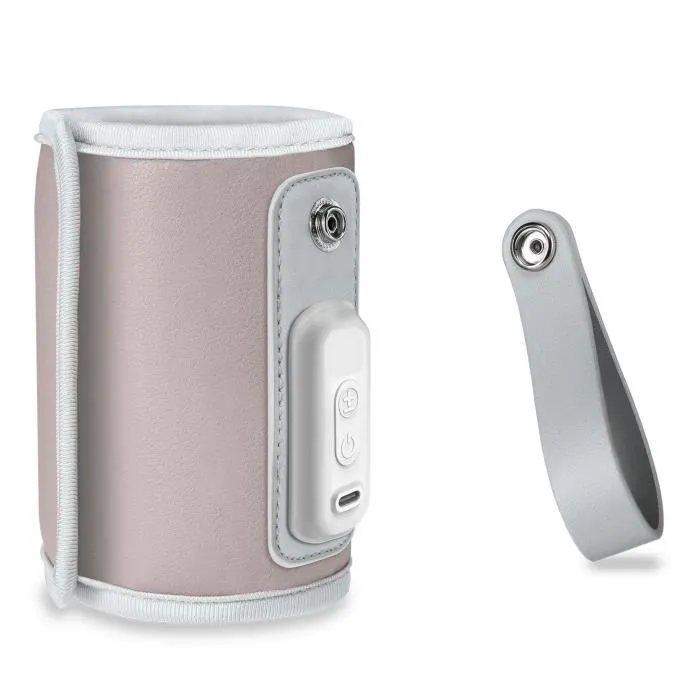 Lionelo Thermup Go Chauffe-biberon portable, charge USB, température constante jusqu'à 24h, pour voiture, Rose-1