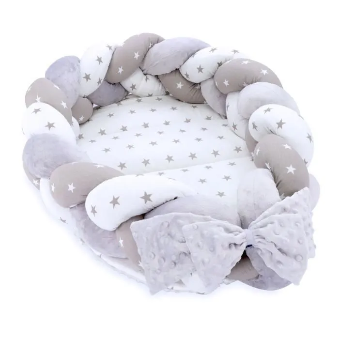Tapis D'eveil d'enfant nouveau-né nid bébé - Coussin de sol, tresse ensemble pliable nid bébé double face lit bébé 75X45 cm Étoiles-0