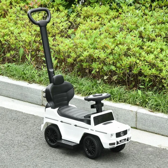 HOMCOM - voiture à pousser - PP - 85.5x40.5x95cm - blanc, noir-2