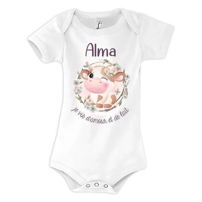 Body bébé Alma Amour et Biberon de Lait Vache - ALMA - Blanc - Bébé - Mixte-0
