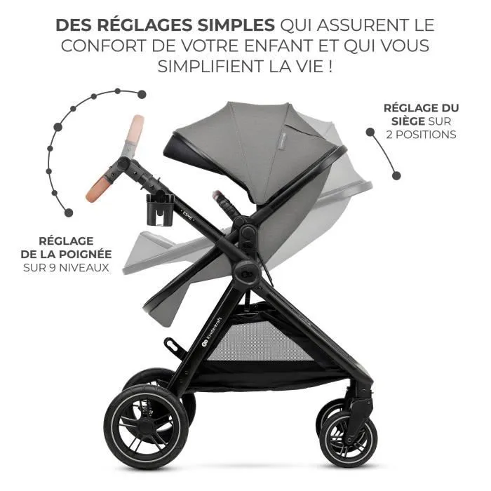 Kinderkraft ESME Poussette 3 en 1, Système de voyage pour nouveau-né jusqu'à 4 ans, Siège auto Mink PRO I-Size, Gris-3